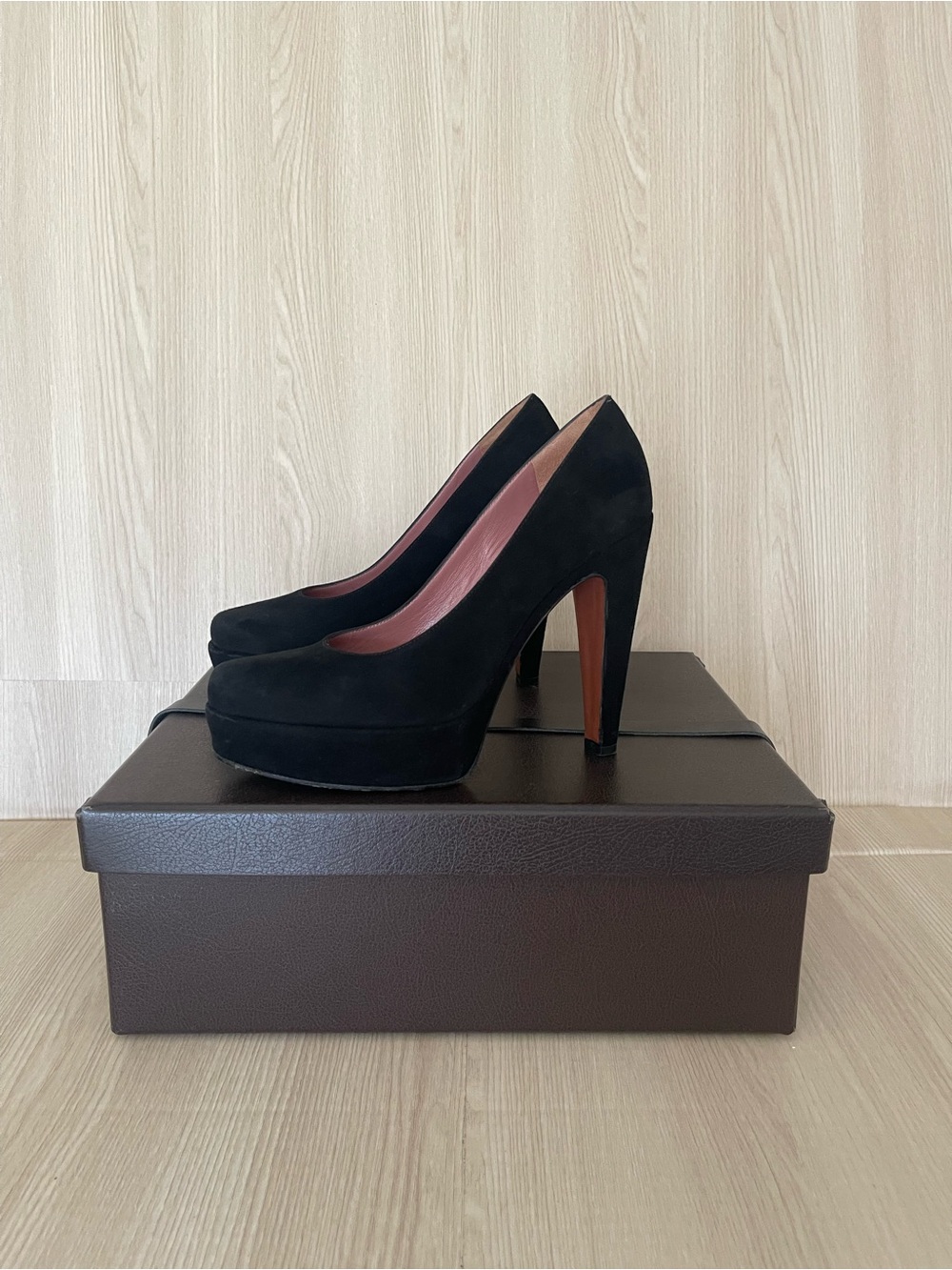 Alaïa Paris AAI170 Black Suede Platform Pumps Heels EU 36 Vintage